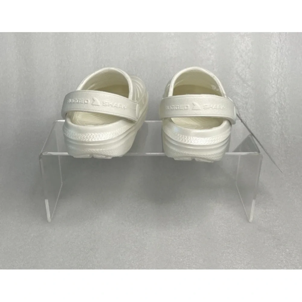 Rugged Shark Eva White Pearl Clogs Slip on Sandals Toddler Girls Size 8 NEW